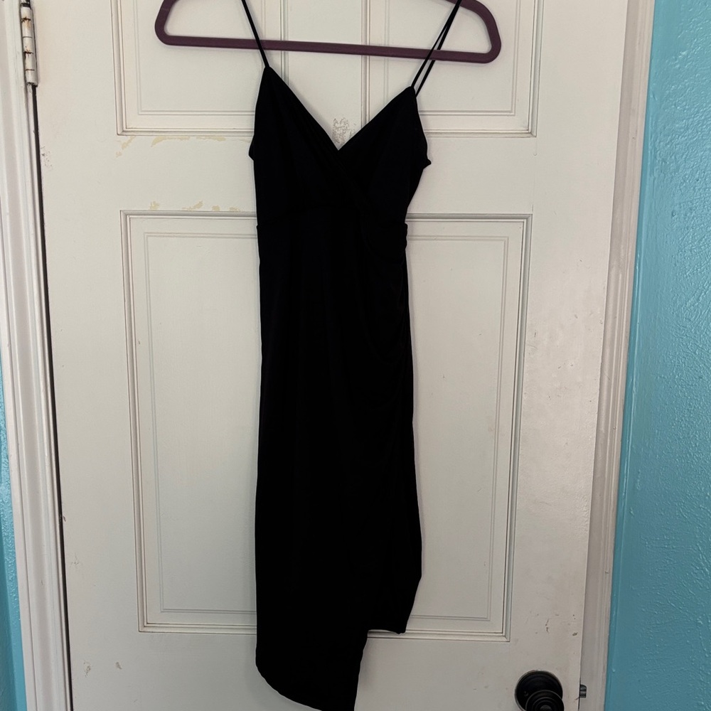 Black Midi Asymmetrical Dress